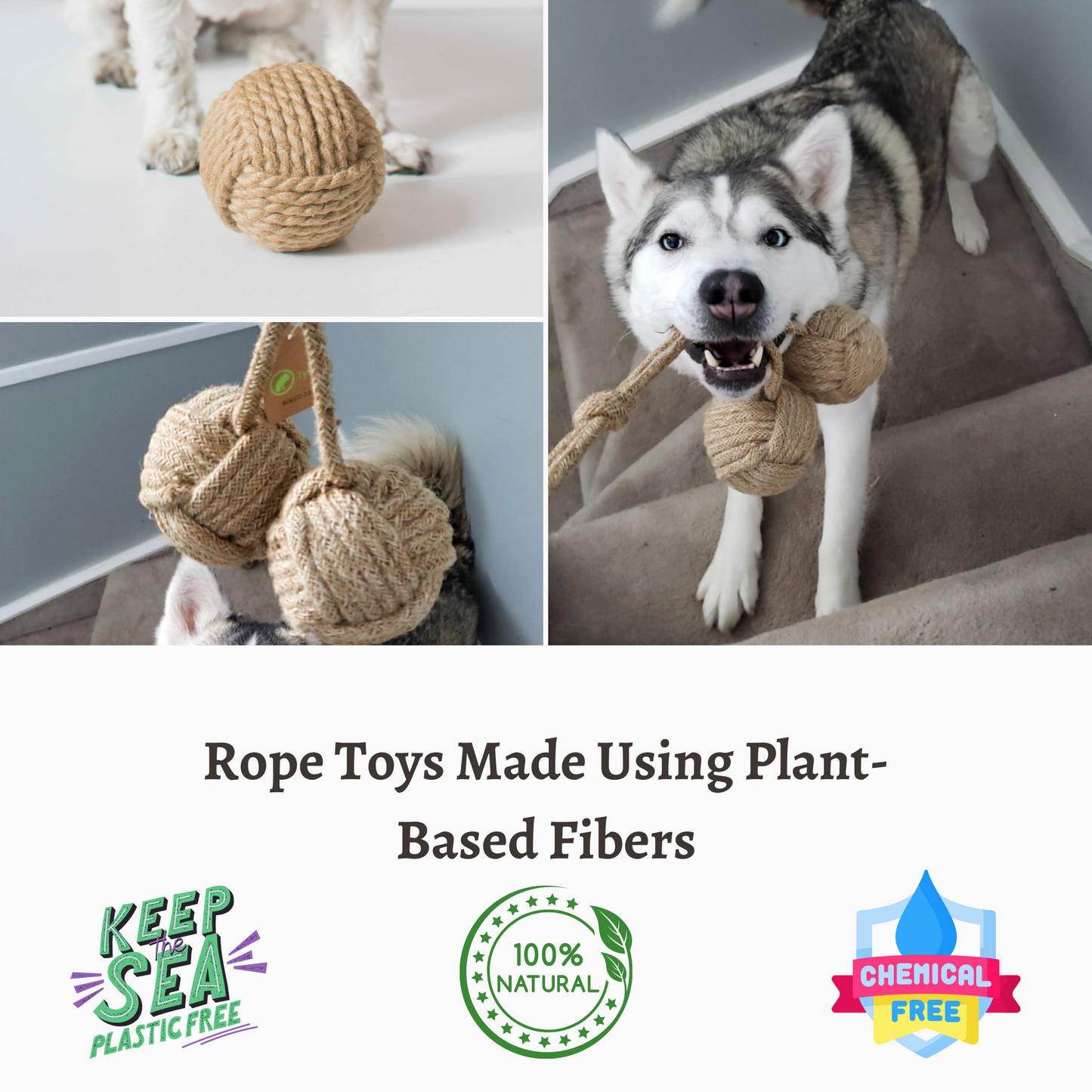 Organic Jute Rope Toys - 2 in a box